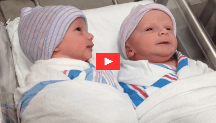 Newborn Twins Comfort Each Other Right After Birth, Checking if They’re Okay